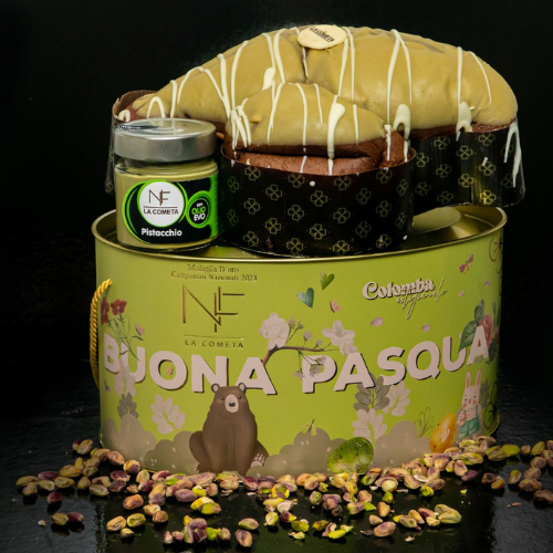 Colomba artigianale “Pistacchio” 1kg con vasetto 200g